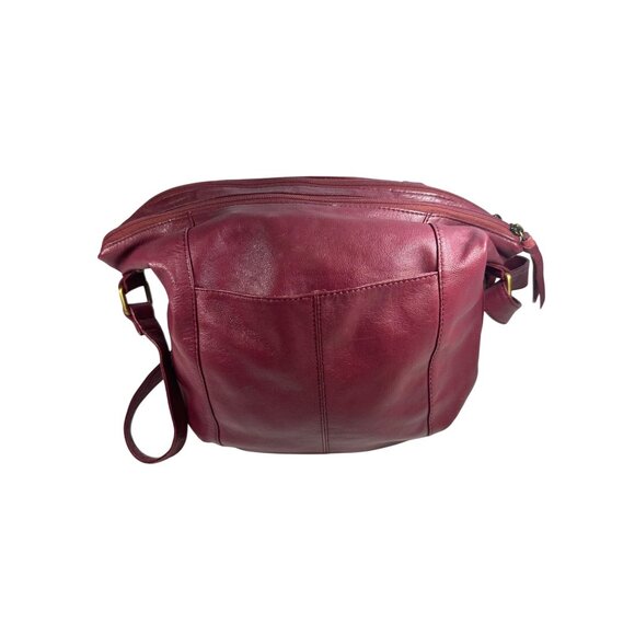 Great American Leather Works Burgundy Leather Crossbody Bag With Braided Front P - Picture 3 of 7
